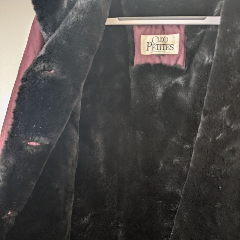 Vintage Cleo Petites Faux Fur Lined Trimmed Purple Thick Coat‎ Size 10 - Picture 3 of 12